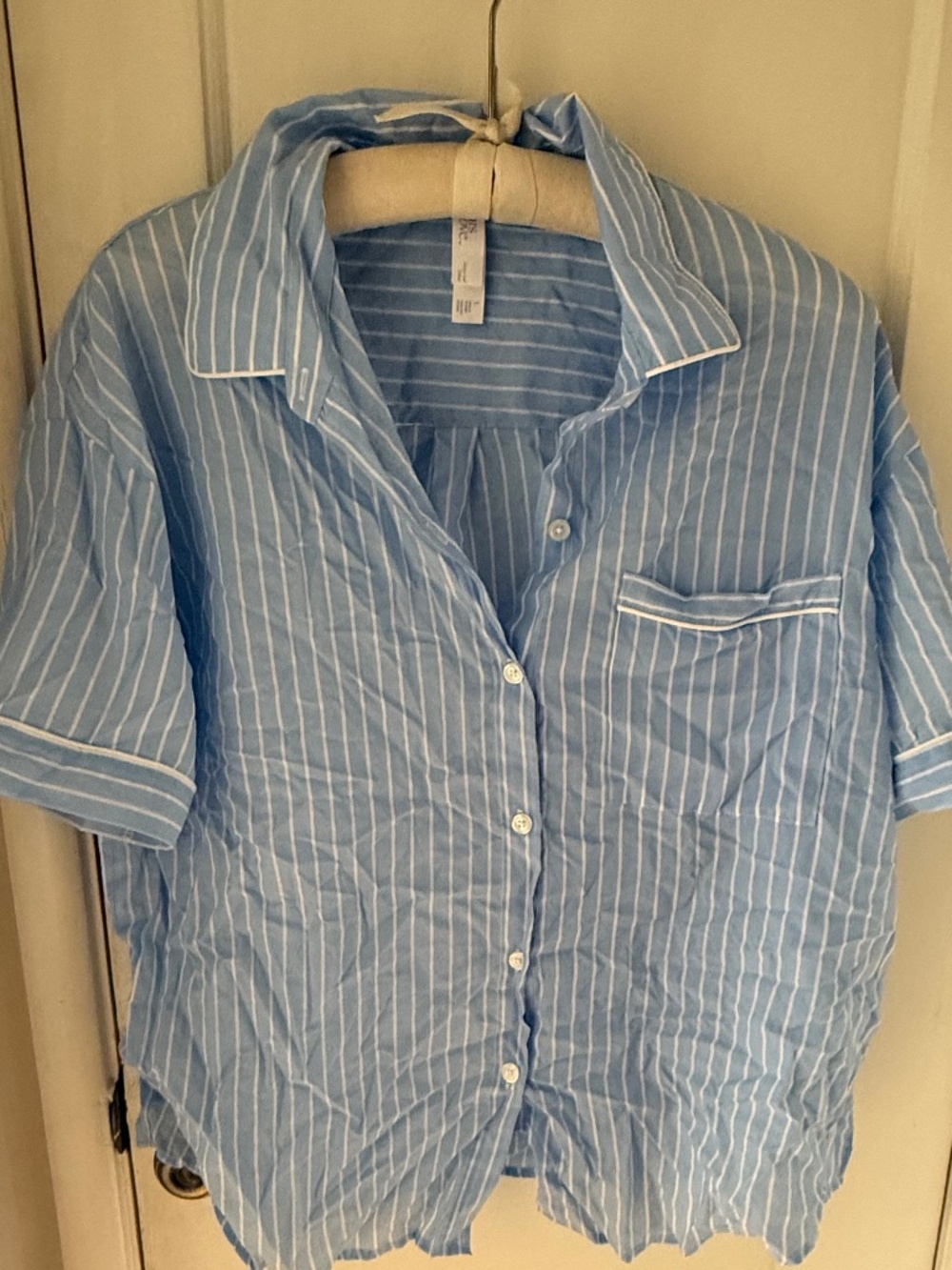 Lightweight striped blue and white pajama set